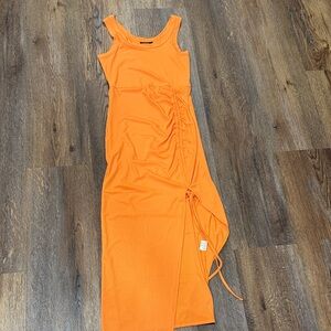 Chic Vibrant Orange Asymmetrical Dress